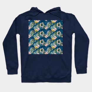 Tropical pattern with exotic plants, cactus, rainbow and modern textures Hoodie